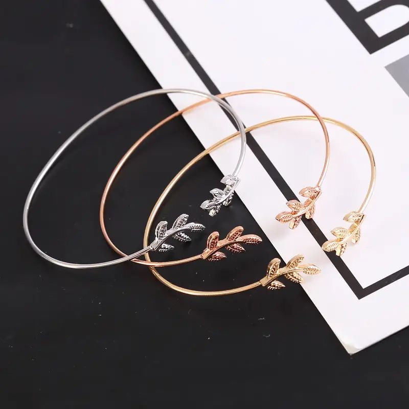 Leaf-Chic Cuff Bracelet