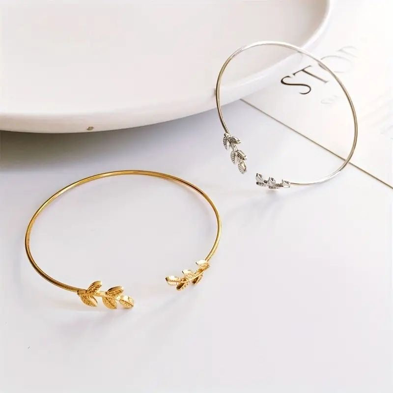 Leaf-Chic Cuff Bracelet
