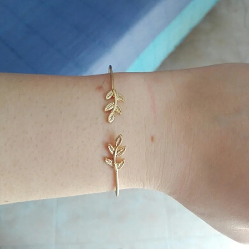 Leaf-Chic Cuff Bracelet