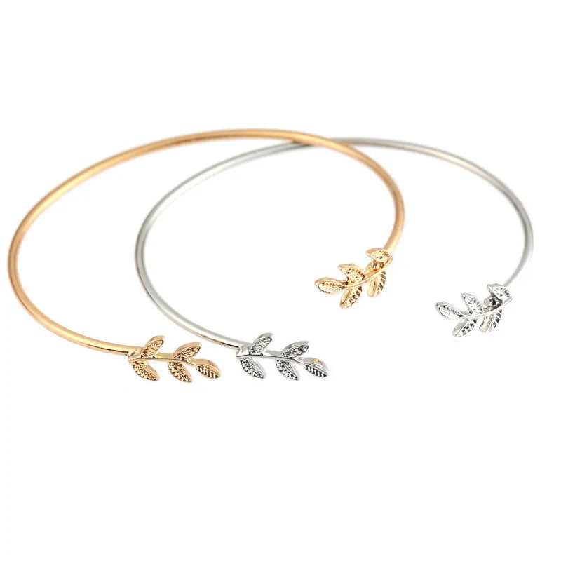 Leaf-Chic Cuff Bracelet