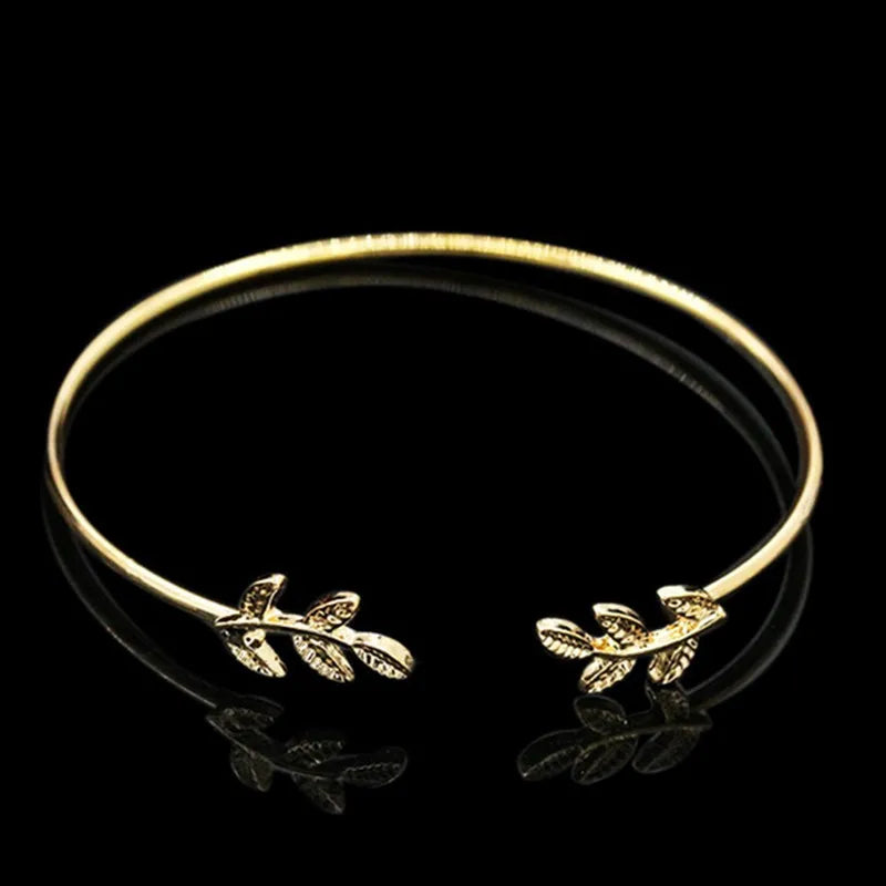 Leaf-Chic Cuff Bracelet