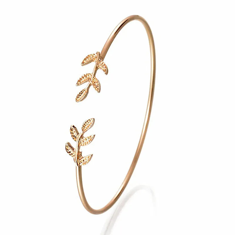 Leaf-Chic Cuff Bracelet