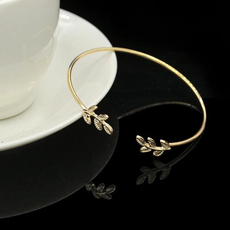 Leaf-Chic Cuff Bracelet