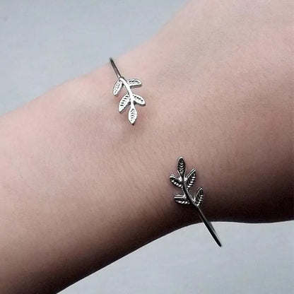 Leaf-Chic Cuff Bracelet