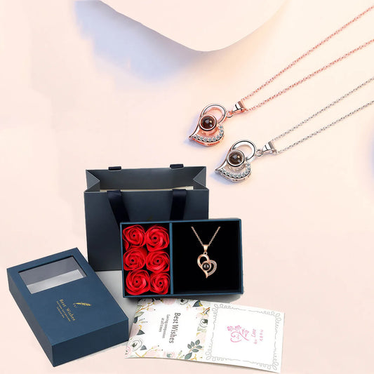 Timeless-Rose Gift Box With Love-Projection Pendant